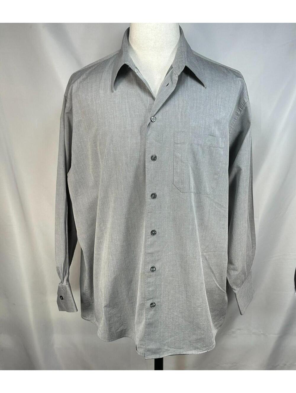 Kenneth Cole New York 100% Cotton Dress Shirt Gray Mens XL
